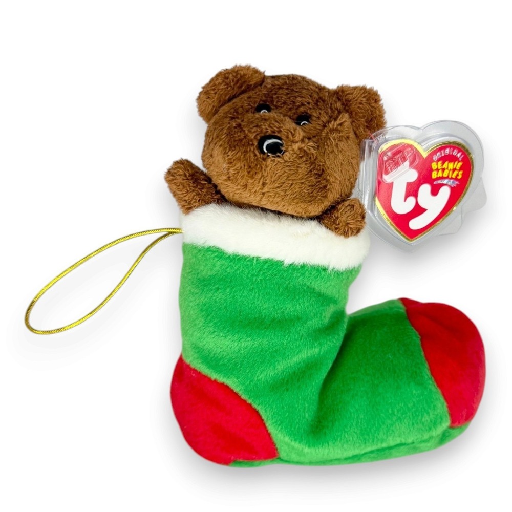Stockings the Bear | Christmas Stocking Bear | Mint Heart Tag TY Beanie Baby